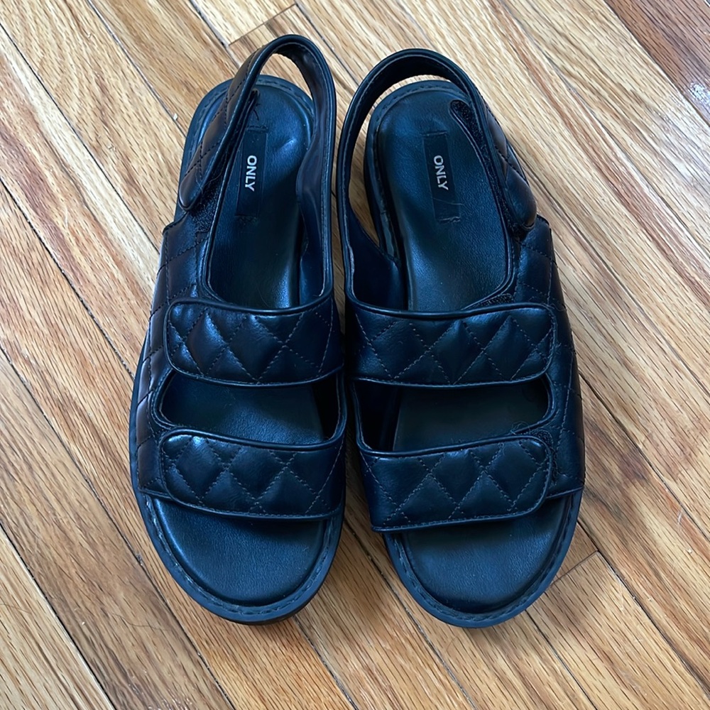 Only Black Quilted Slingback Sandals